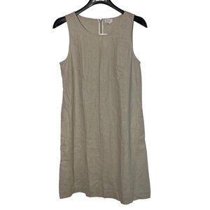 J. Crew Factory Linen-Blend Shift Mini Dress Cream/Tan Sz 6 Minimalist Coastal